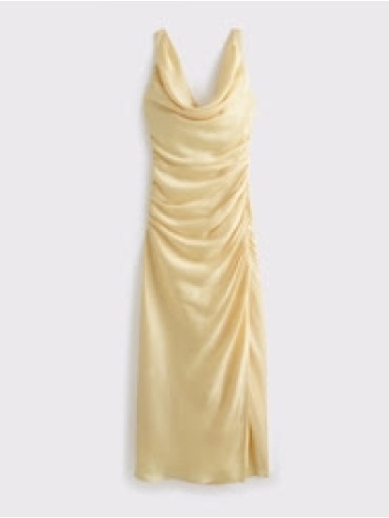Abercrombie & Fitch Dresses & Skirts - Abercrombie & Fitch Pale Yellow Satin Cowl-Neck Maxi Dress